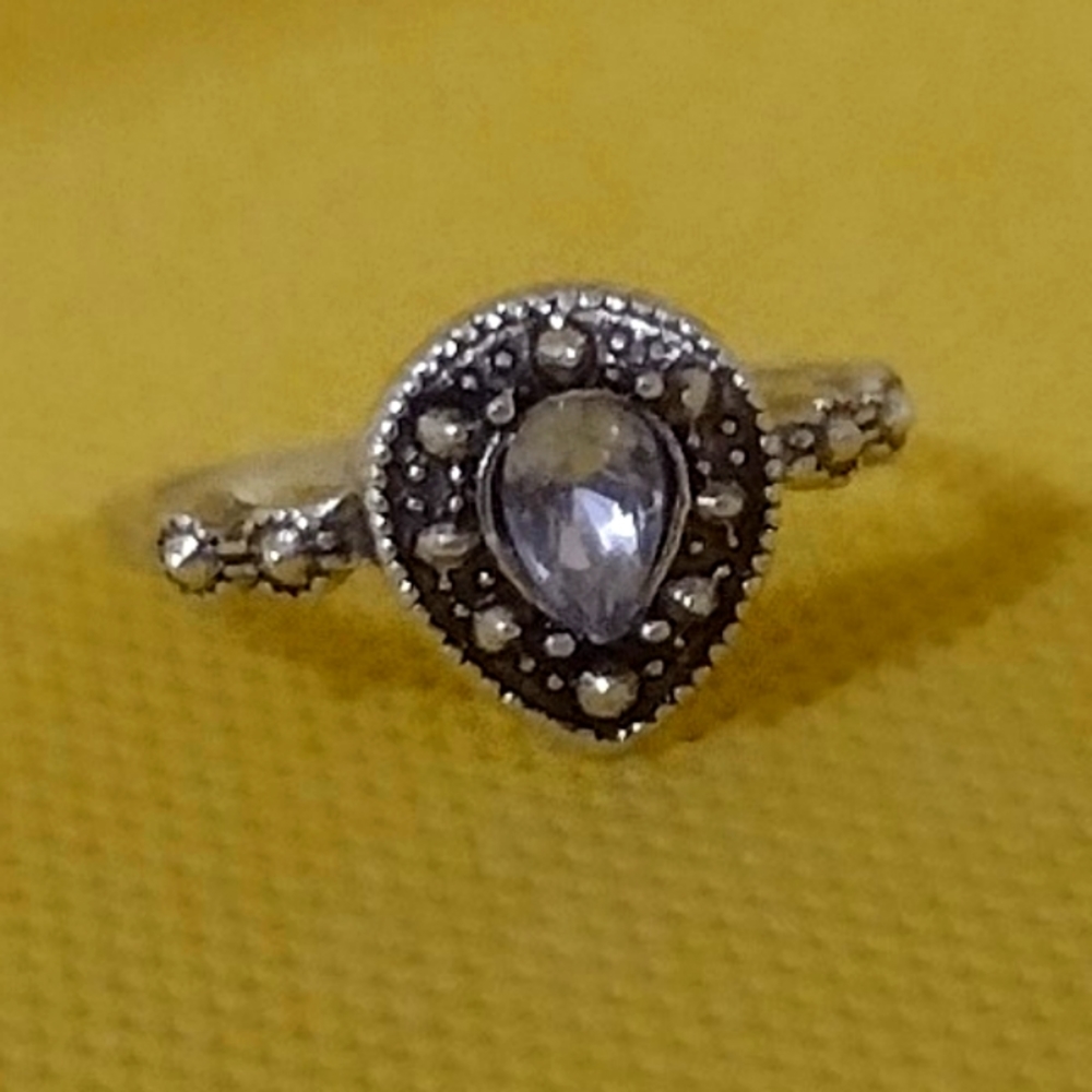Marcasite Silver Tone Ornate Ring
